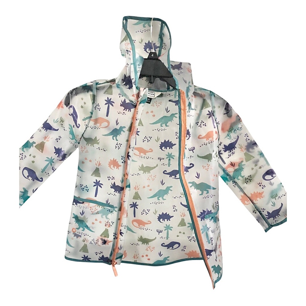 Hunter kid’s dinosaur themed‎ clear hooded raincoat size 4T brand new